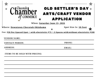 Preview of Old Settlers Day Art/Craft Vendor Applictaion